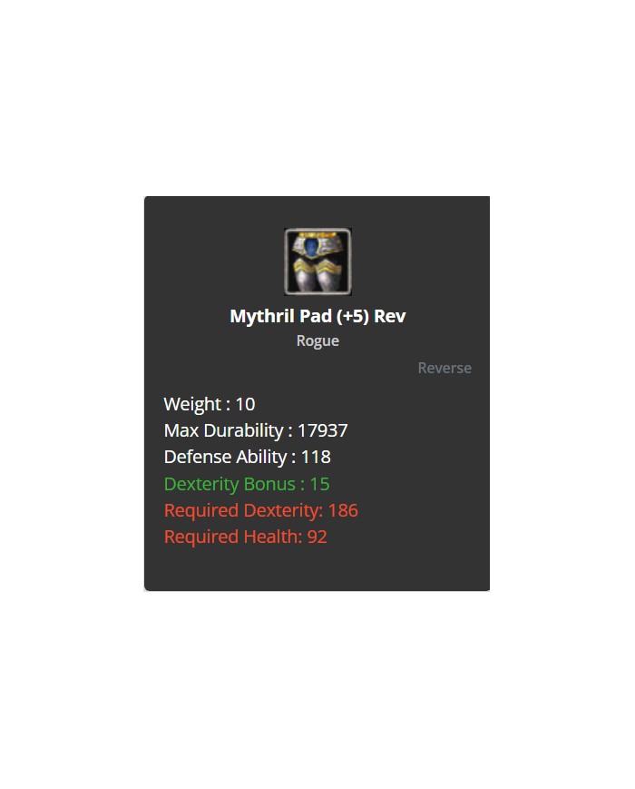 Mythril Set +5 Reb