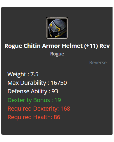 +9 Rogue Chitin Set