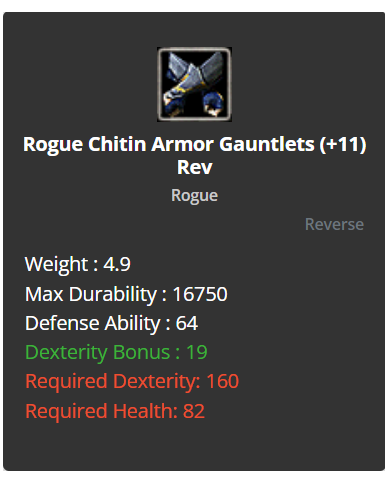 +9 Rogue Chitin Set