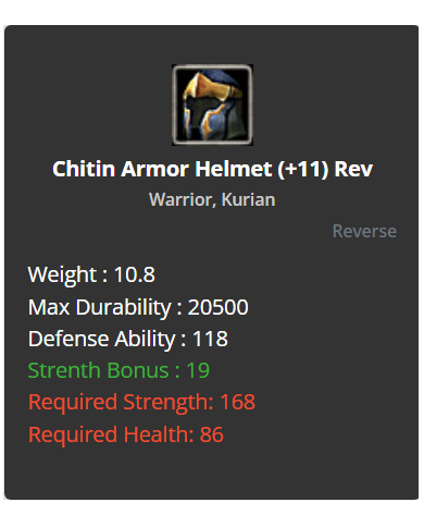 Chitin Armor Helmet +11 (reverse)