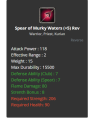 Spear of Murky Waters
 +-5 Reverse