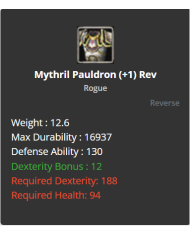 Mythril Pauldron
 +-1 Reverse