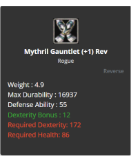 Mythril Gauntlet
 +-1 Reverse