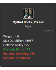 Mythril Boots
 +-1 Reverse