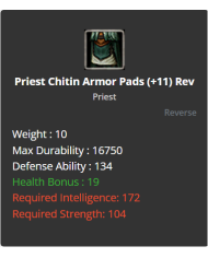 Priest Chitin Armor Pads
 +-11 Reverse