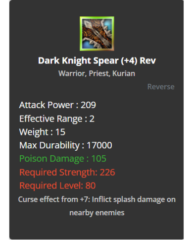 Dark Knight Spear +4 (Reverse)