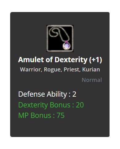 Amulet Of Dexterity +1