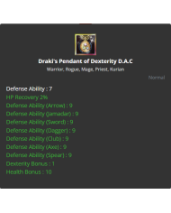 Draki's Pendant of Dexterity D.A.C