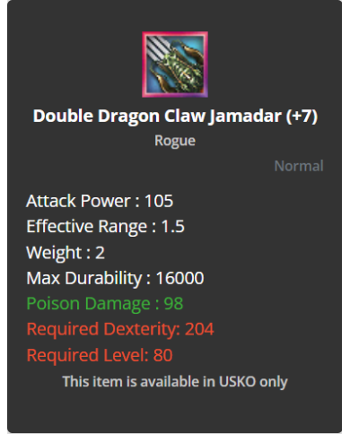 Double Dragon Claw Jamadar (+7) 