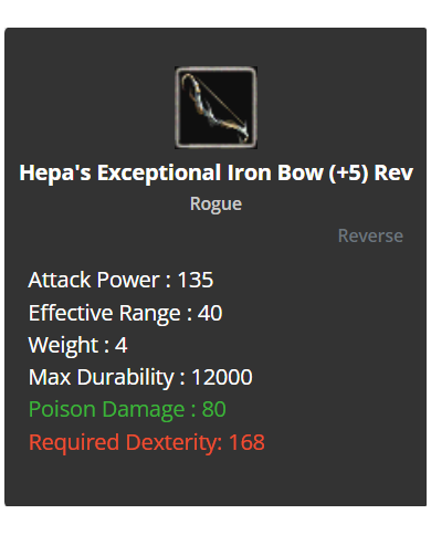 Hepa's Exceptional Iron Bow +5 Rev