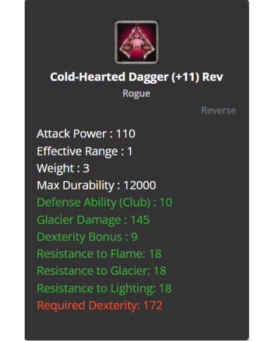 Cold-Hearted Dagger (+11) Rev