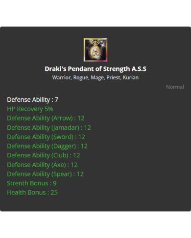 Draki's Pendant of Strength Draki-A.S.S