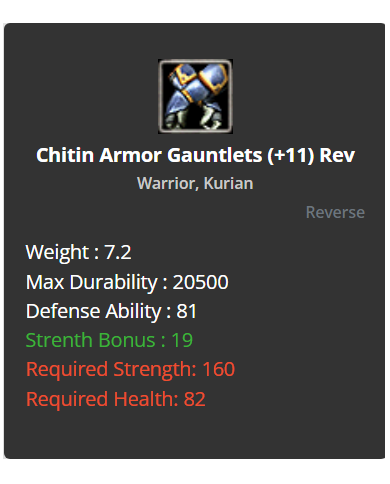 Chitin Armor Gauntlets (+11) Rev