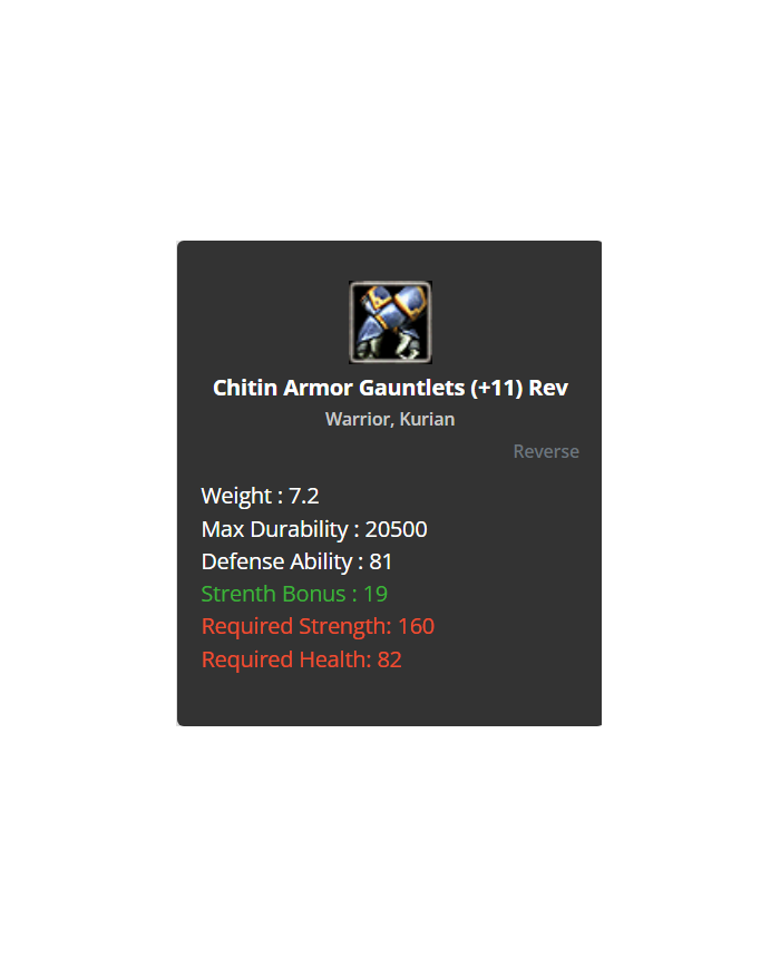 Chitin Armor Gauntlets (+11) Rev