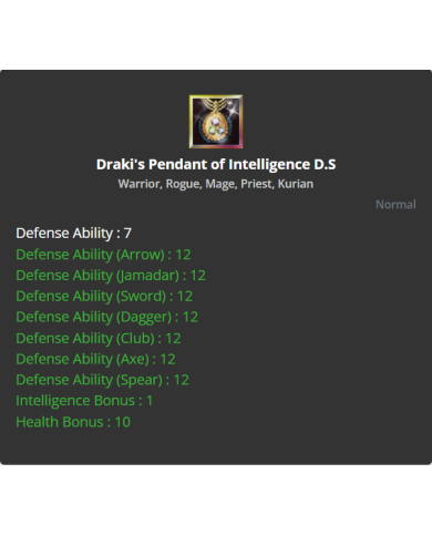 Draki's Pendant of Intelligence D.S