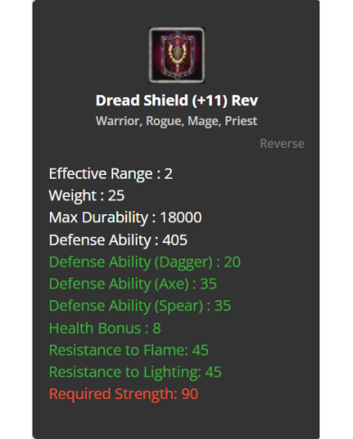 Dread Shield +11 Rev