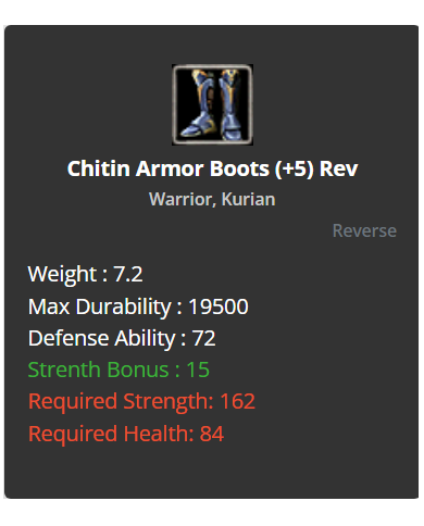 Warrior Chitin Set +8