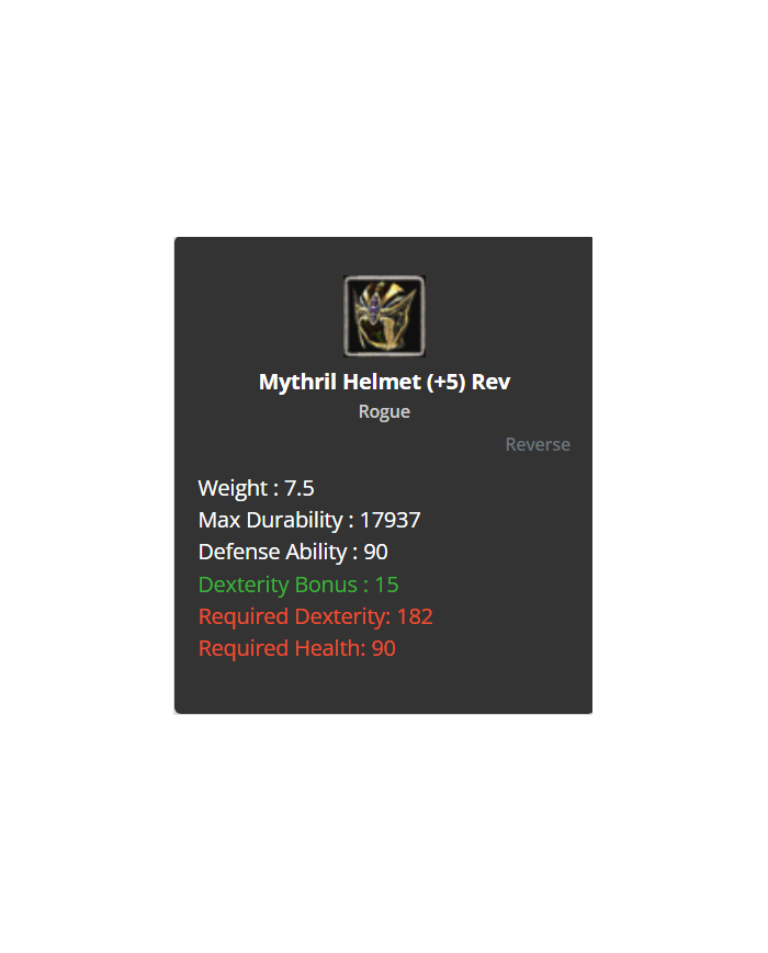 Mythril Helmet +5 Rev