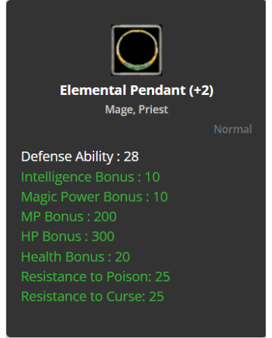 Elemental Pendant +2