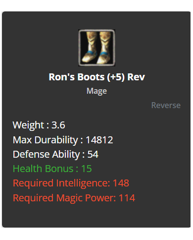 Ron's Boots +5 Rev (TEK)