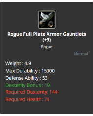 Rogue Full Plate Armor Gauntlets +9