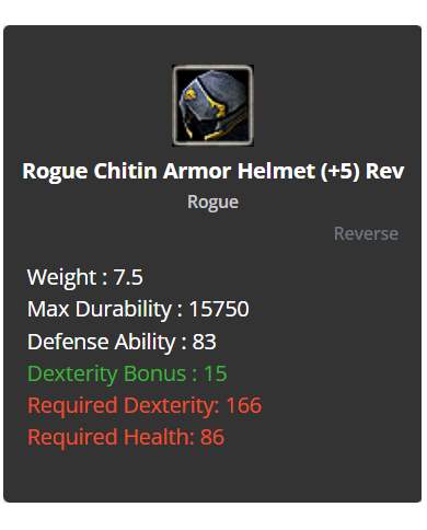 Rogue Chitin Set +8