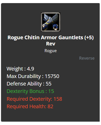 Rogue Chitin Set +8