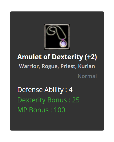 +2 Amulet of Dexterty