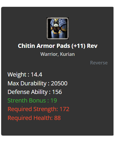 Chitin Armor Pads +11 Rev