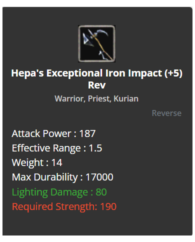 Hepa's Exceptional Iron Impact +5 Rev