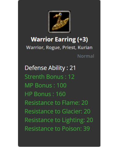 Warrior Earring +3