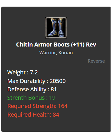 Warrior Chitin Set +11 Rev