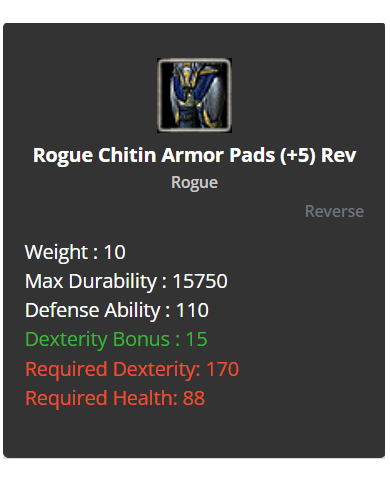 Rogue Chitin Set +5 Rev