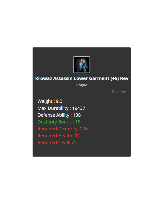 Krowaz Assassin Set +5 Rev