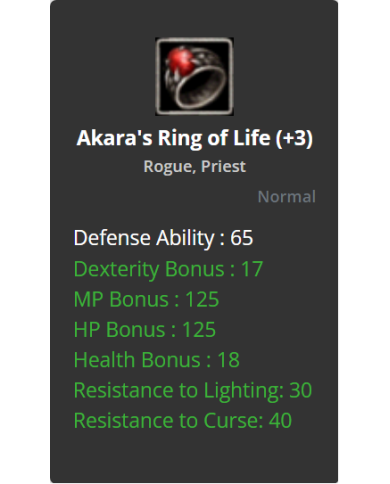 +3 Akara's Ring of Life