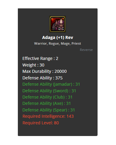 Adaga +1 Rev