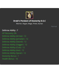 Draki's Pendant Of Dexterity D.S.C