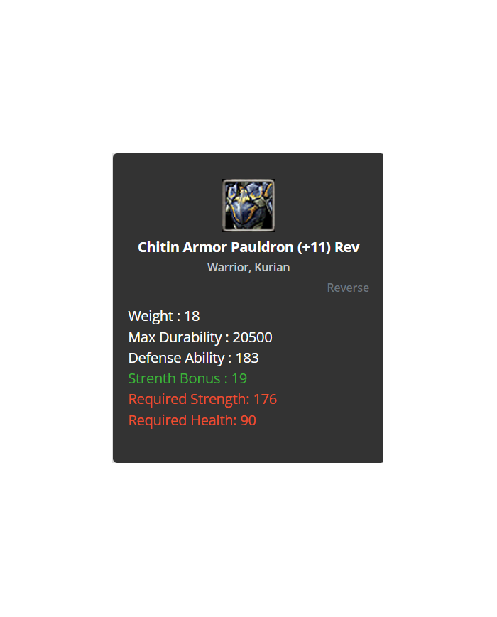 Chitin Set Warrior +11