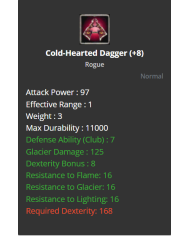 +8 Cold Hearted Dagger