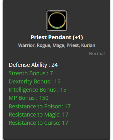 +1 Priest Pendant