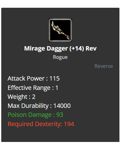 +14 Reverse Mirage Dagger