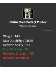 +9 Warrior Chitin Shell Set