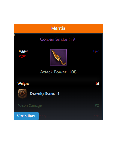 +9 GOLDEN SNAKE DEX 4 RUN